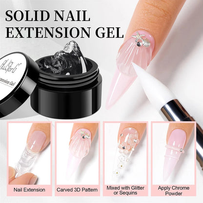 AWStorG 5Pcs/Set Solid Nail Extension Gel Carving Flower Nail Art Building UV Gel Semi Permanent Finger Extension Nail Varnish