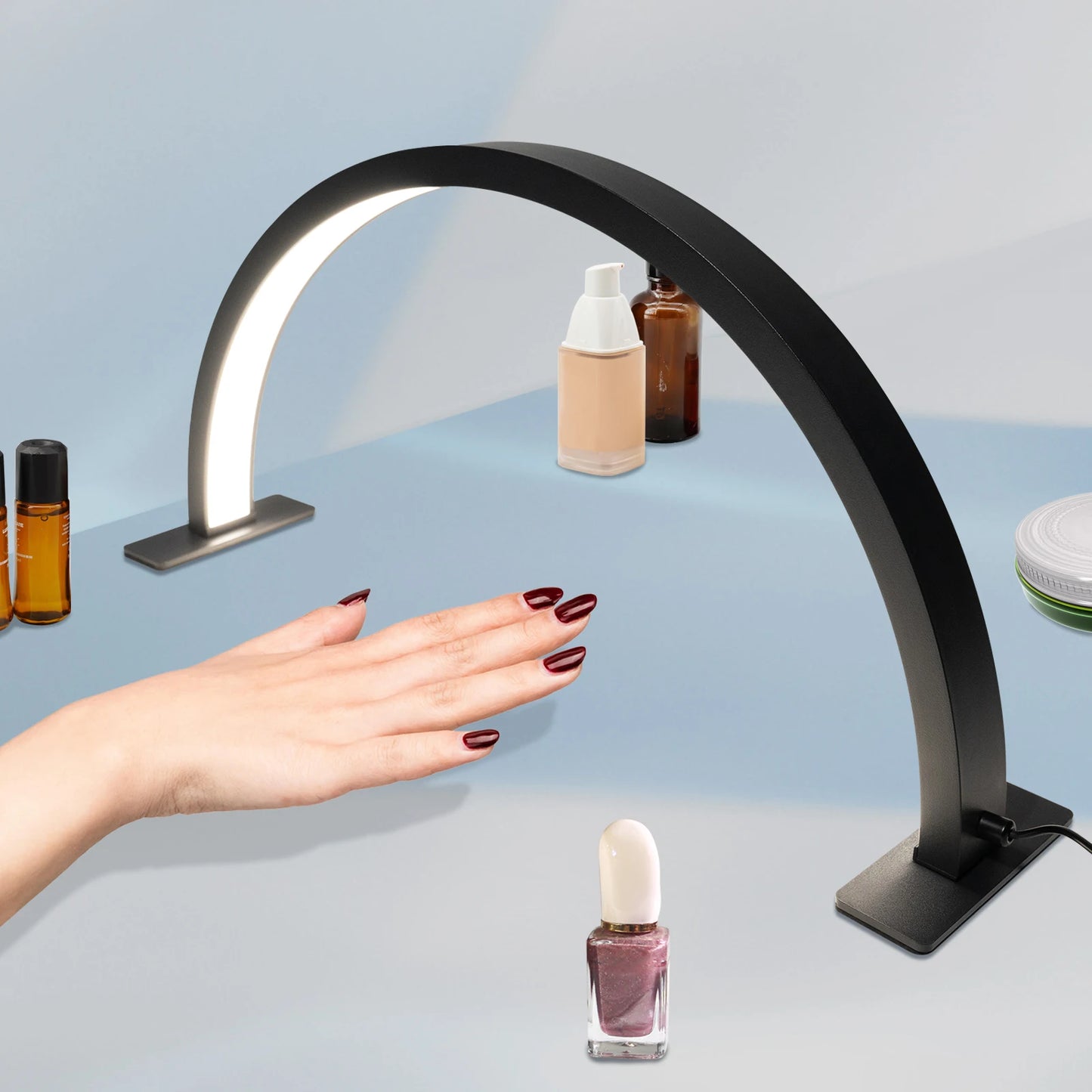 LED Half Moon Light Adjust Brightness 3000K‑6000 Half Moon Desk Lamp for Nail Art, Facial Spa, Skincare, Lash Extensions