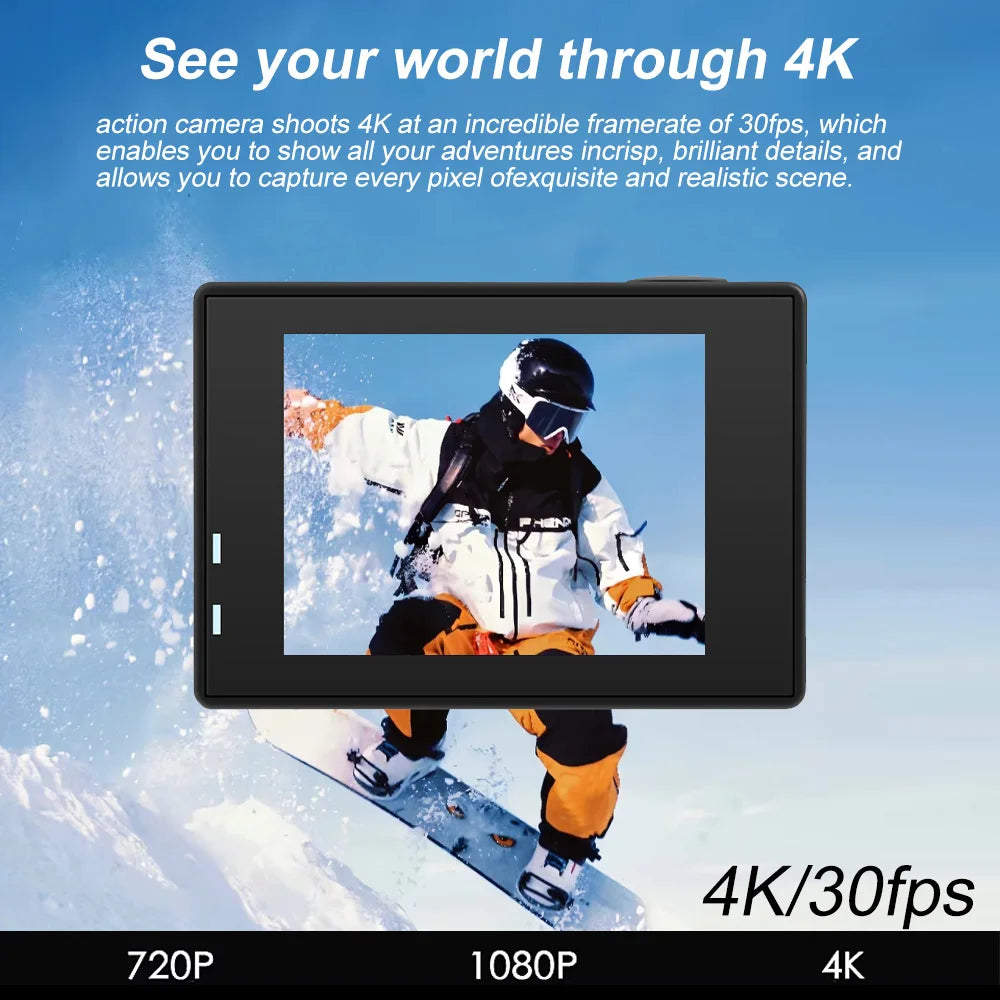 4K Action Camera A1 Ultra HD WiFi 12MP 2" LCD 30M Waterproof 170D Remote Control Helmet Bicycle Video Camera Outdoor Sport Cam