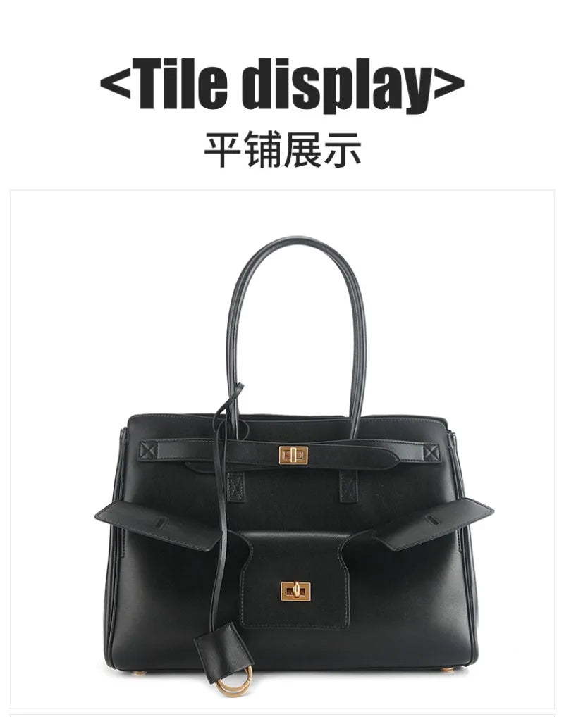 Luxury Genuine Leather Tote Bags for Women Large Capacity Travel Shoulder Bag Designer Handbags Ladies Shopping Purse