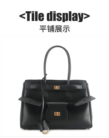 Luxury Genuine Leather Tote Bags for Women Large Capacity Travel Shoulder Bag Designer Handbags Ladies Shopping Purse