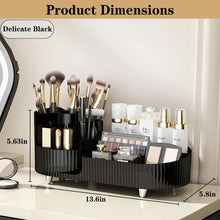 Load image into Gallery viewer, Rotating Makeup Organizer for Vanity with Brush Holder Cosmetic Storage Spinning Skincare Countertop Perfume Lotion Display Case
