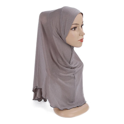 H120 Teenage girls plain hijab hats muslim scarf islamic headscarf hat amira pull on headwrap beautiful 10 years girl scarf
