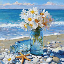 Load image into Gallery viewer, HUACAN Diamond Painting Daisy Flower Diamond Mosaic Art Kits Seaside Beach Handmade Home Wall Art Decoration
