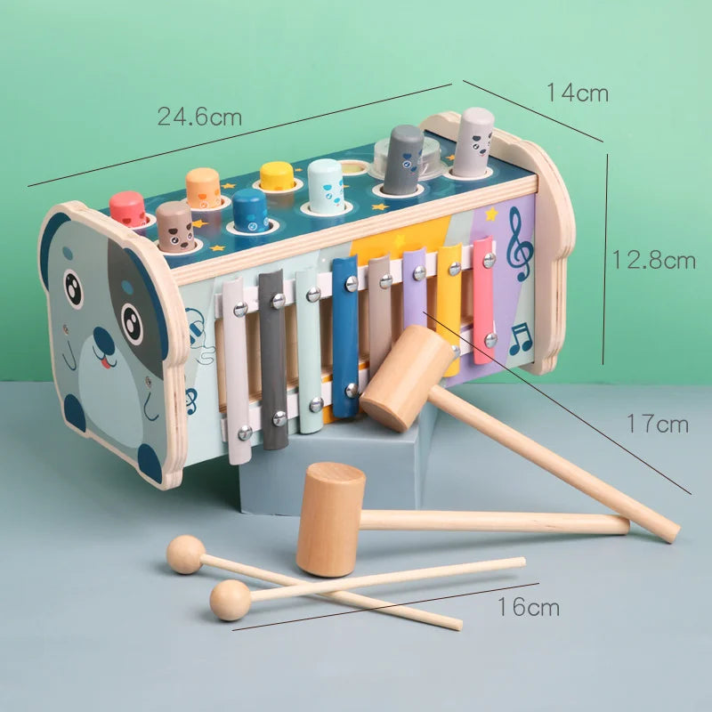 Montessori Wooden Percussion Instrument Toy | Drum Bench & Number Sorting Maze | Children's Music and MathEnlightenment