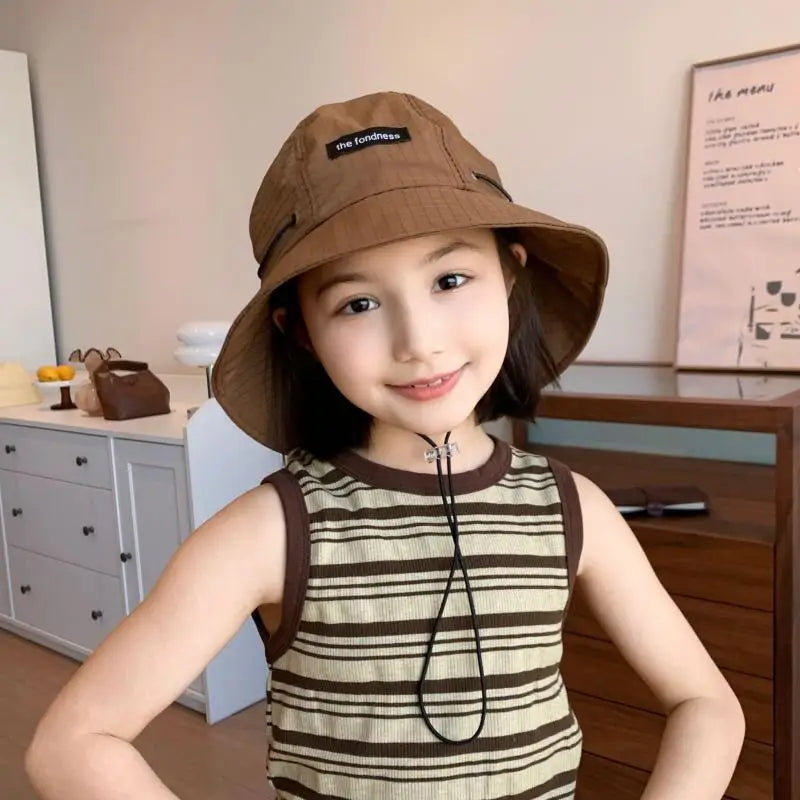 Kids Summer Hats For Girls Boys Bucket Hat Children Sun Protection Fisherman Cap Windproof Sun Hat Foldable Sunhat Outdoor New