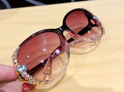 New Fashion Brand Sunglasses 2025 Women Luxury Design Sun Glasses Bling Rhinestone Gradient Lens  Eyeglasses for Female UV400