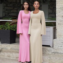 Load image into Gallery viewer, Women&#39;s clothing 2025 autumn new product fashionable loose U-neck back tied long sleeved dress
