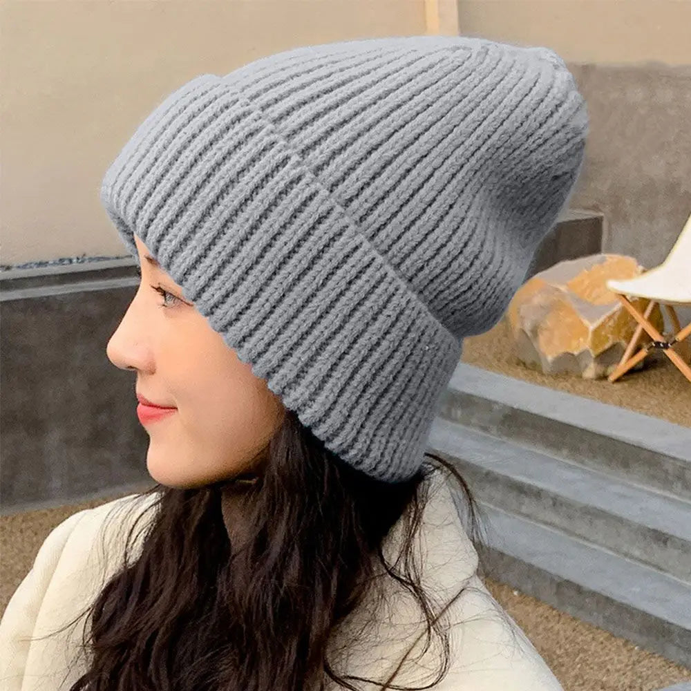 Winter Warm Hats for Women Casual Stacking Knitted Bonnet Caps Men Hats Simple Solid Color Hip Hop Unisex Female Beanies
