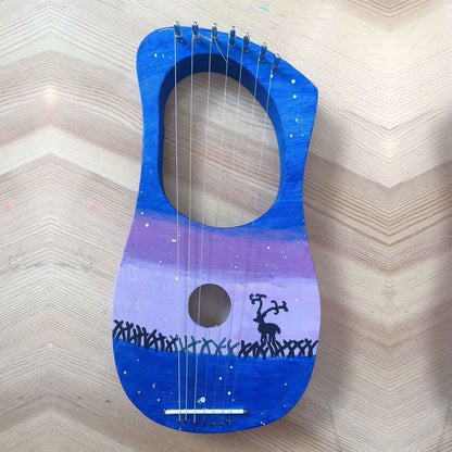 7 Strings Lyre Harp DIY Kit Solid Basswood String Musical Instrument Handwork Painting Assembly for Amateur Beginner