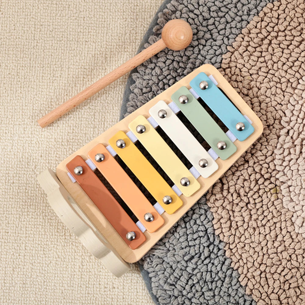 Wooden Baby Montessori Toys Musical Rattle Instruments Xylophone Percussion Sensory Rattle Toys Educational for Baby Toys Gifts