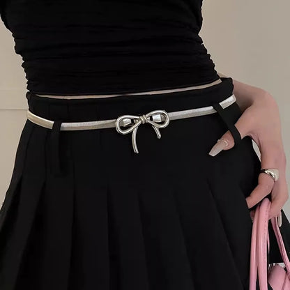 Bow Belt For Women Elastic Waistband With A Slimming Effect Suitable For Skirts And Suits Simple Metal Belt