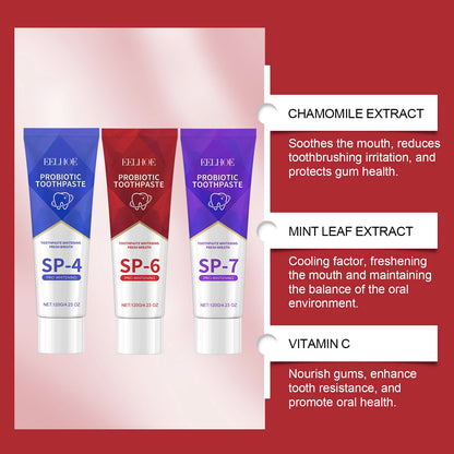 120g Probiotic Toothpaste SP-7 Whitens Teeth Removes Yellow Stains Tooth Whitening Agent Oral Hygiene Cleans and Freshens Breath