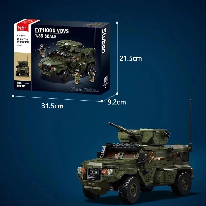 519PCS Typhoon VDVS Assault Armored Vehicle Building Blocks Model with Mini Figures Creative Play Toy Gift for Kids Collectors