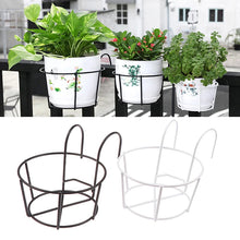 Load image into Gallery viewer, Garden Hanging Plant Iron Racks Balcony Round Flower Pot Rack Railing Fence
