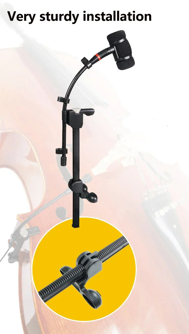 Instrument Microphone Clip Clamp for Violin Mandolin Cello and Wooden Guitar, Mic Stand Rackmount
