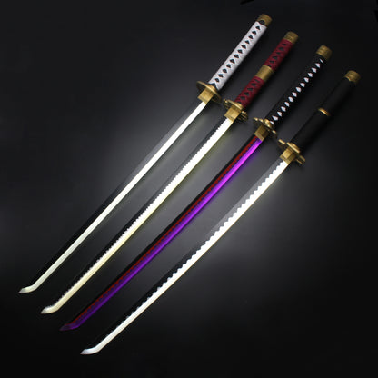 41″ Light Up Roronoa Zoro Swords Katana Japanese Anime Cosplay Samurai Sword Shusui Enma Kitetsu with Sword holder And Belt