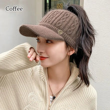 Load image into Gallery viewer, Women Hats 2022 New Autumn Winter Warm Rabbit Knitted Hats Outdoor Sports Golf Ponytail Hat Baseball Caps Empty Top Caps 1PC
