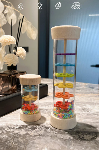 Wooden Rain Sound Tube Instrument Rain Maker Rain Stick Musical Instrument Hourglass Music Shaker Toy Hearing Enlightenment Toys