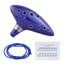 Load image into Gallery viewer, 12 Hole Ocarina Ceramic Alto C Vessel Flute Wind Musical Instrument With Simple Music Score Rope for Beginners
