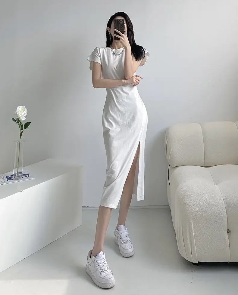White Dresses for Women 2024 Woman Dress Clothes Midi X New in Chic and Elegant Pretty Cheap Casual Y2k Outfits Harajuku Cotton