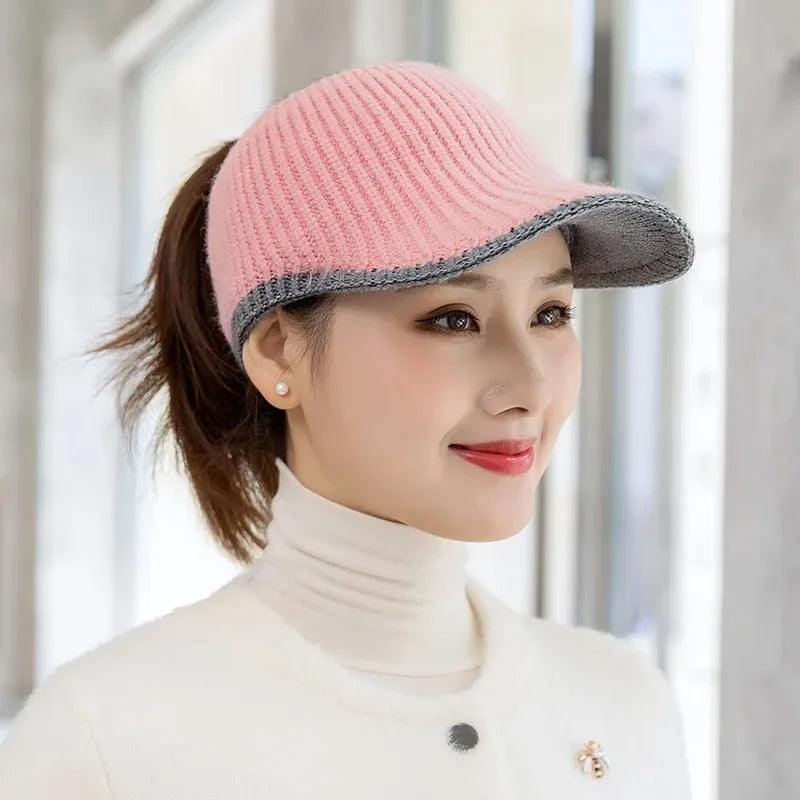 Hats for Women Autumn Winter Sports Empty Top Caps Female Knitted Warm Baseball Cap Fashion Running Golf Sun Hat