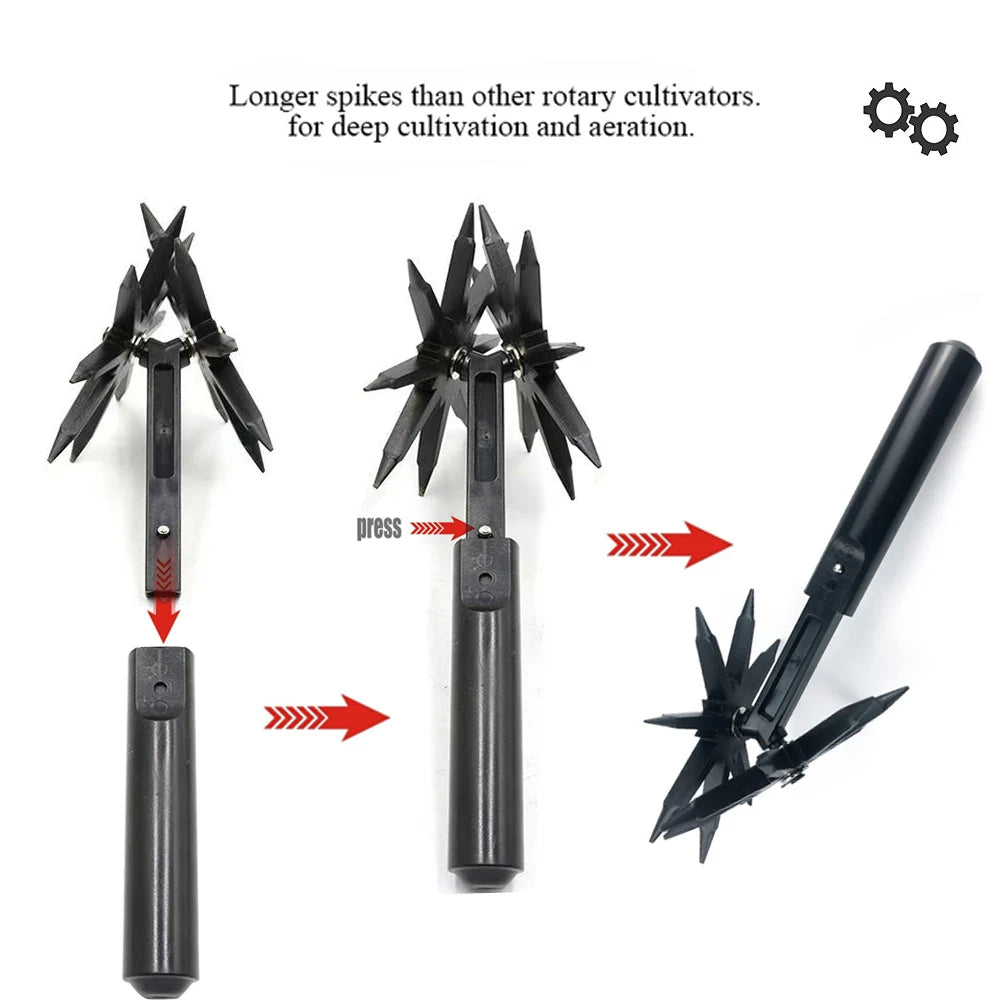 Garden Tiller Rotary Cultivator Tool Gardening Tool Weeding Digging Grass Turning Tool Handheld Grass Loosening Tool