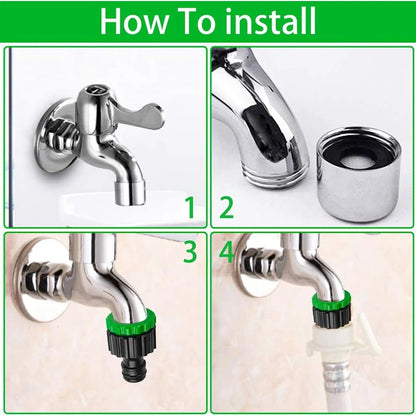 Garden Hose Tap Connector 3/4 inch and 1/2 inch BSP 2in1 Threaded Faucet Adapter Hose Connection Set for Garden Irrigation
