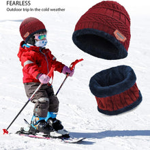 Load image into Gallery viewer, 5-14 Years Kids Warm Knitted Hat Scarf Set Children Autumn Winter Hat Soft Knitted Cap Bonnet Infant Kids Hat For Boys Girls
