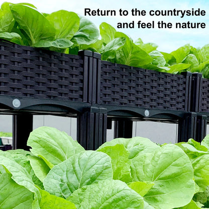Plastic Raised Garden Bed with Legs Raised Bed W/Drainage Holes Planter Container for Vegetables Fruits Flowers Herbs