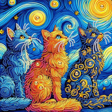 Load image into Gallery viewer, 1 set of animal themed cat diamond painting set, DIY 5D color irregular crystal diamond partially inlaid painting design

