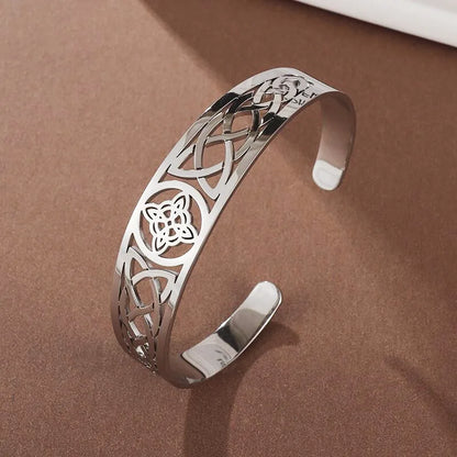 3pcs/set Witch Knot Cuff Bracelet Stainless Steel Pagan Witchcraft Symbol Magic Knot Good Luck Amulet Bangls Celtic Knot Jewelry
