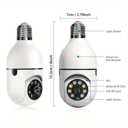 2Pcs/Tuya indoor light bulb camera, home security monitoring system, 3MP HD video, 2.4GWiFi PTZ camera, motion detection alarm