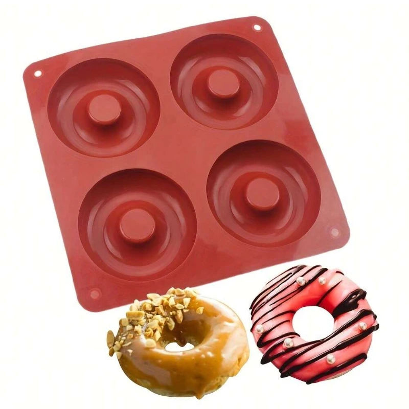 1PC 4 Holes Donut Silicone Mold High Temperature Resistant Big Donut Cake Pudding Jelly Chocolate DIY Mould Cake Baking Tools