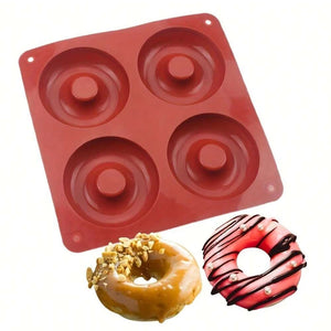 1PC 4 Holes Donut Silicone Mold High Temperature Resistant Big Donut Cake Pudding Jelly Chocolate DIY Mould Cake Baking Tools