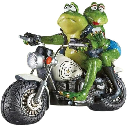 Garden Sculpture Funny Motorcycle Frog Statue Garden Art Figurines for Outdoor Yard Patio Decoration