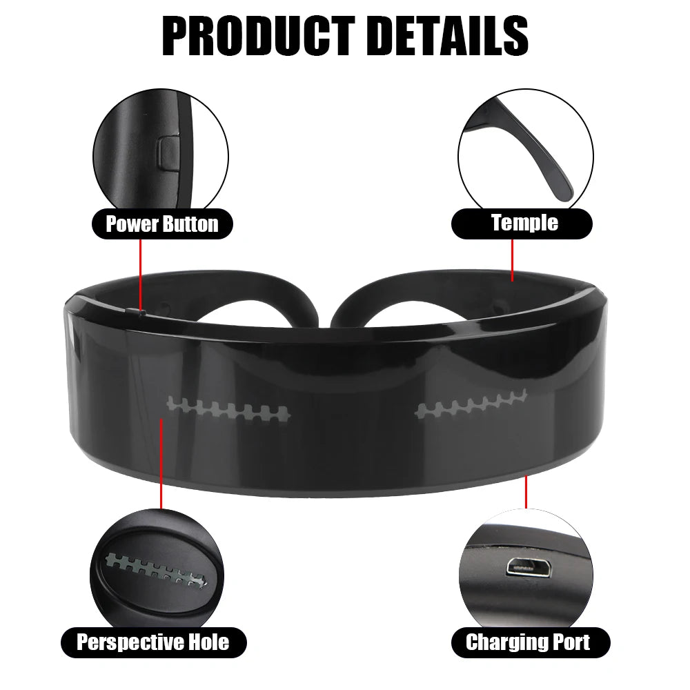 Prop For Party Bar Festival Performance Bluetooth Futuristic Eyewear Luminous Glasses LED Electronic Light Up Visor