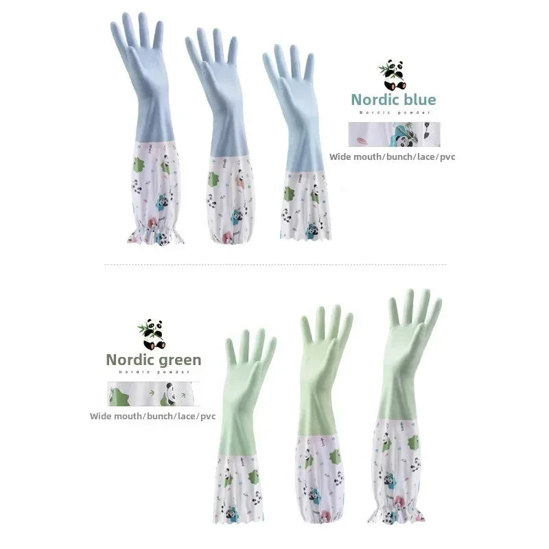Women's Kitchen Gloves - Durable, Extended Waterproof Rubber Gloves for Dishwashing, Cleaning, Laundry & Household Chores - Comf