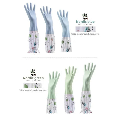 Women's Kitchen Gloves - Durable, Extended Waterproof Rubber Gloves for Dishwashing, Cleaning, Laundry & Household Chores - Comf