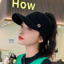 Load image into Gallery viewer, Women Hats 2022 New Autumn Winter Warm Rabbit Knitted Hats Outdoor Sports Golf Ponytail Hat Baseball Caps Empty Top Caps 1PC
