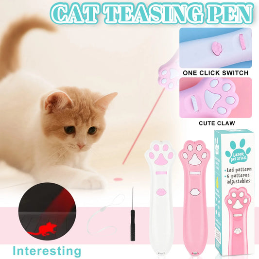 Laser Cat Teasing Stick 5 Modes + Red Dot Led Light Pointer Indoor Interactive Projection Toys Dog Kitten Pet Accessories