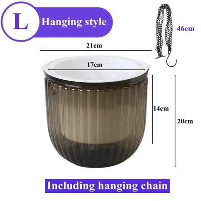 Garden Decoration Self-watering Flower Pot Plant with Chain Hanging Flower Pots Round with Drainage Holes Houseplant Flowerpot