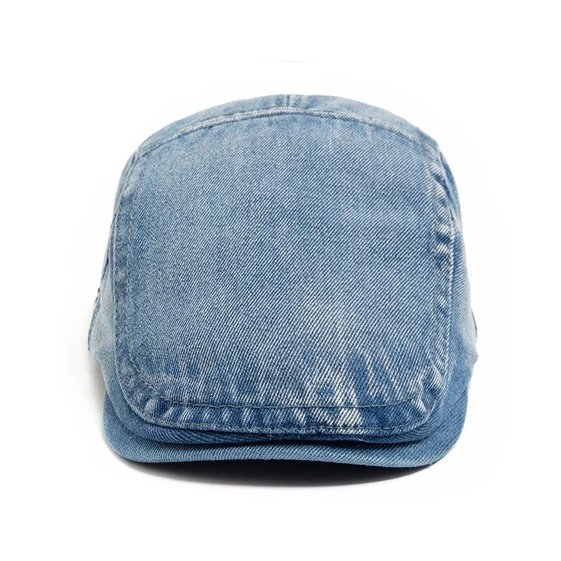 New Denim Cotton Beret Men Vintage Newsboy Cap Spring Autumn Casual Women Visor Fashion Cool Flat Hat Adjustable Berets