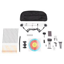 Load image into Gallery viewer, Compound Bow Kit 30~60lbs, Archery Hunting Bow Set with12 arrows and bullseye paper, Right Hand Compound Bow Arrow Set
