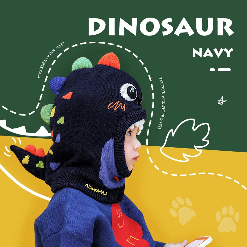 Kids Winter Hat Pompom Children Knitted Hats Baby Girls Boys 3D Animal Hat with Warm Fleece Lining Hats