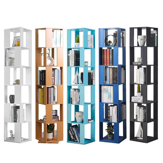 190cm Rotatable 6 Tier Slim Bookcase Corner Cabinet Shelf Living Room Bedroom BookShelf
