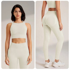 Yoga Clothing Set Women's High Waisted Leggings and Top Two Piece Seamless Fitness Exercise Clothing Fitness Workout Underwear
