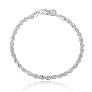 925 Sterling Silver Classic Twisted Rope Chain Bracelets for Women Wedding Party Great Christmas Gift Fashion Jewelry