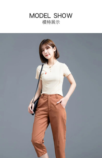 Women Clothing New Summer Simple Casual Cotton Linen Haren Capri Pants Female Solid High Waist Loose Cropped Trousers Pantalones