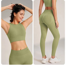Load image into Gallery viewer, Yoga Clothing Set Women&#39;s High Waisted Leggings and Top Two Piece Seamless Fitness Exercise Clothing Fitness Workout Underwear
